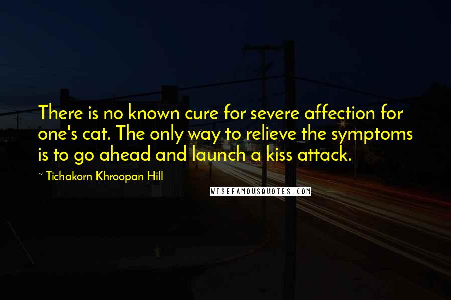 Tichakorn Khroopan Hill Quotes: There is no known cure for severe affection for one's cat. The only way to relieve the symptoms is to go ahead and launch a kiss attack.