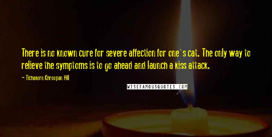 Tichakorn Khroopan Hill Quotes: There is no known cure for severe affection for one's cat. The only way to relieve the symptoms is to go ahead and launch a kiss attack.