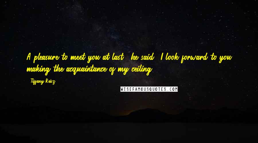 Tiffany Reisz Quotes: A pleasure to meet you at last," he said. "I look forward to you making the acquaintance of my ceiling.