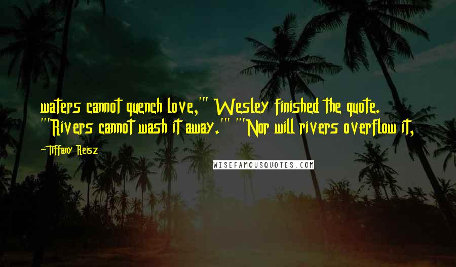 Tiffany Reisz Quotes: waters cannot quench love,'" Wesley finished the quote. "'Rivers cannot wash it away.'" "'Nor will rivers overflow it,