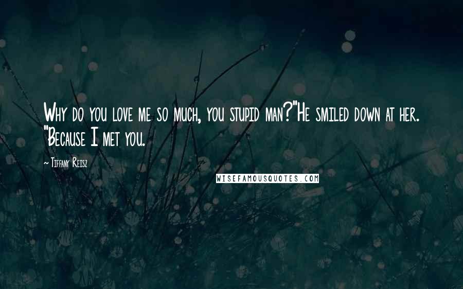 Tiffany Reisz Quotes: Why do you love me so much, you stupid man?"He smiled down at her. "Because I met you.
