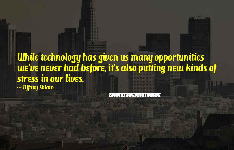 Tiffany Shlain Quotes: While technology has given us many opportunities we've never had before, it's also putting new kinds of stress in our lives.