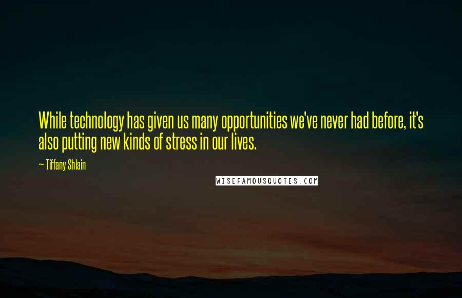 Tiffany Shlain Quotes: While technology has given us many opportunities we've never had before, it's also putting new kinds of stress in our lives.