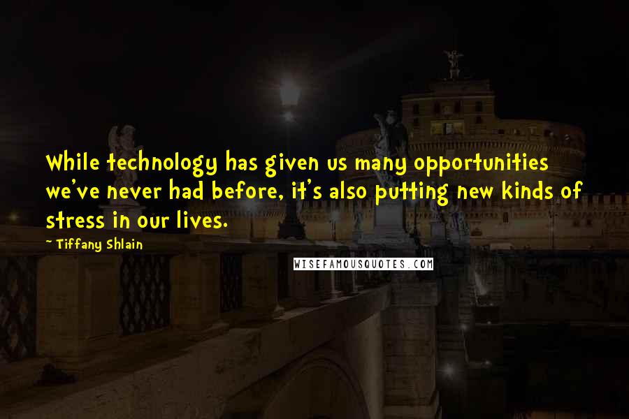 Tiffany Shlain Quotes: While technology has given us many opportunities we've never had before, it's also putting new kinds of stress in our lives.