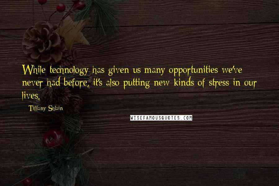 Tiffany Shlain Quotes: While technology has given us many opportunities we've never had before, it's also putting new kinds of stress in our lives.