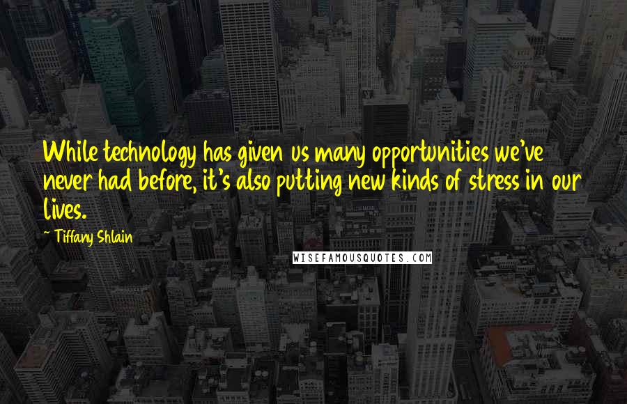 Tiffany Shlain Quotes: While technology has given us many opportunities we've never had before, it's also putting new kinds of stress in our lives.