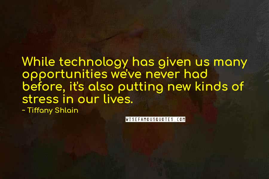 Tiffany Shlain Quotes: While technology has given us many opportunities we've never had before, it's also putting new kinds of stress in our lives.