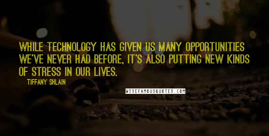 Tiffany Shlain Quotes: While technology has given us many opportunities we've never had before, it's also putting new kinds of stress in our lives.