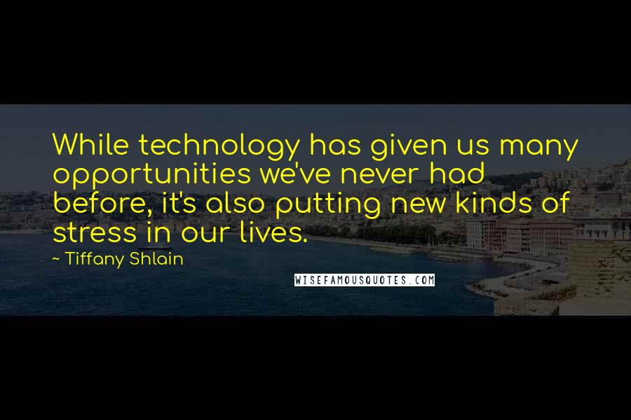 Tiffany Shlain Quotes: While technology has given us many opportunities we've never had before, it's also putting new kinds of stress in our lives.
