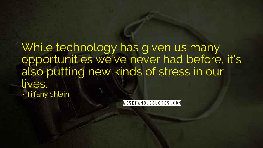 Tiffany Shlain Quotes: While technology has given us many opportunities we've never had before, it's also putting new kinds of stress in our lives.