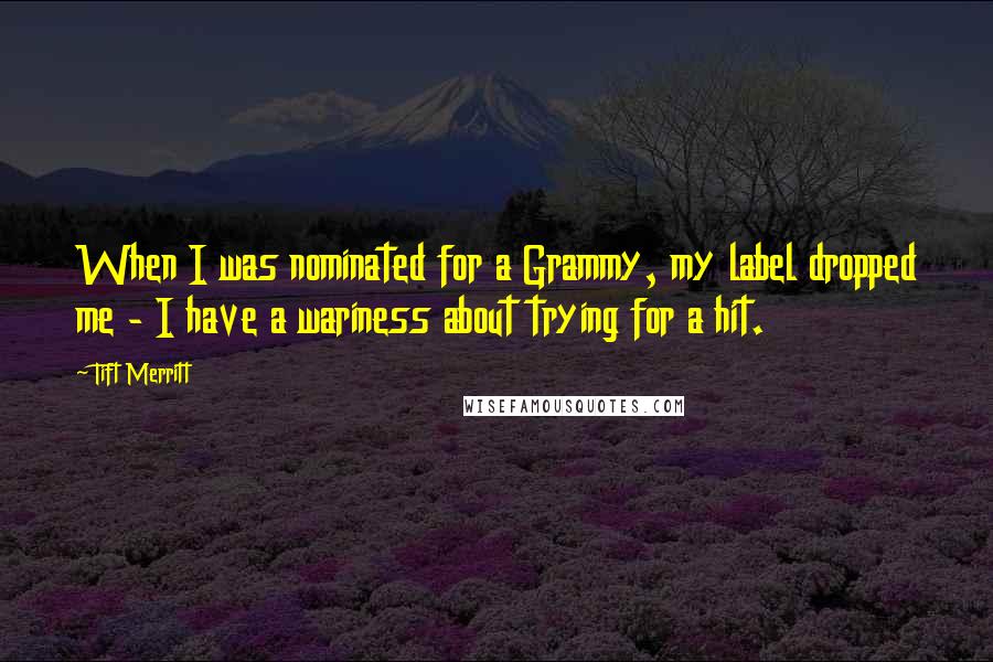 Tift Merritt Quotes: When I was nominated for a Grammy, my label dropped me - I have a wariness about trying for a hit.