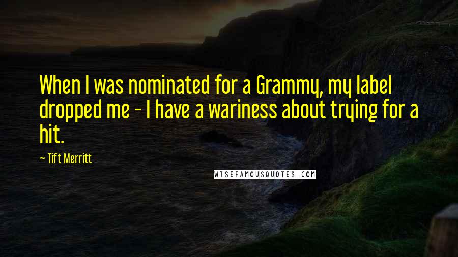 Tift Merritt Quotes: When I was nominated for a Grammy, my label dropped me - I have a wariness about trying for a hit.