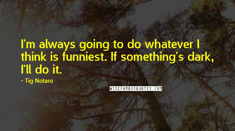 Tig Notaro Quotes: I'm always going to do whatever I think is funniest. If something's dark, I'll do it.