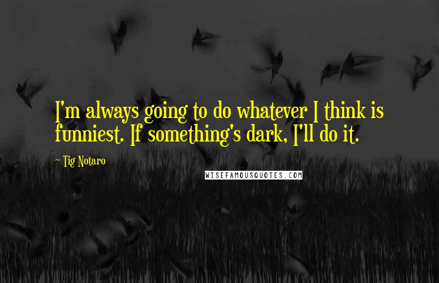 Tig Notaro Quotes: I'm always going to do whatever I think is funniest. If something's dark, I'll do it.