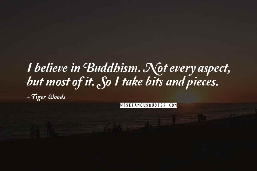 Tiger Woods Quotes: I believe in Buddhism. Not every aspect, but most of it. So I take bits and pieces.