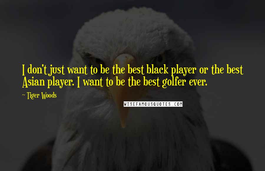 Tiger Woods Quotes: I don't just want to be the best black player or the best Asian player. I want to be the best golfer ever.