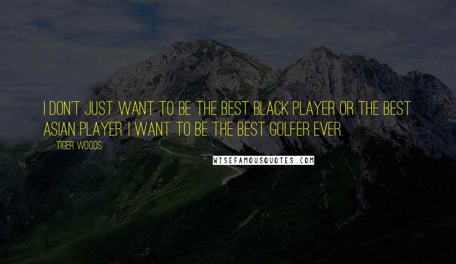 Tiger Woods Quotes: I don't just want to be the best black player or the best Asian player. I want to be the best golfer ever.