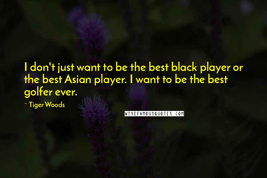 Tiger Woods Quotes: I don't just want to be the best black player or the best Asian player. I want to be the best golfer ever.