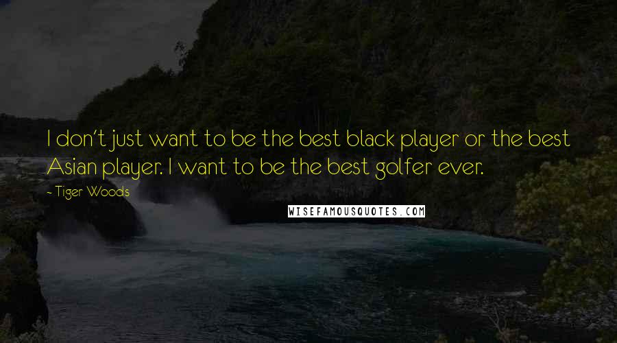 Tiger Woods Quotes: I don't just want to be the best black player or the best Asian player. I want to be the best golfer ever.