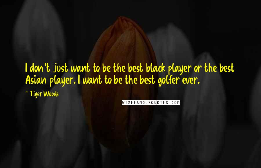 Tiger Woods Quotes: I don't just want to be the best black player or the best Asian player. I want to be the best golfer ever.