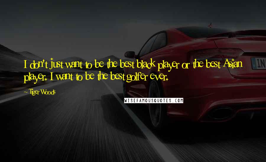 Tiger Woods Quotes: I don't just want to be the best black player or the best Asian player. I want to be the best golfer ever.