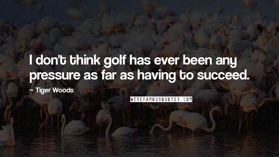 Tiger Woods Quotes: I don't think golf has ever been any pressure as far as having to succeed.