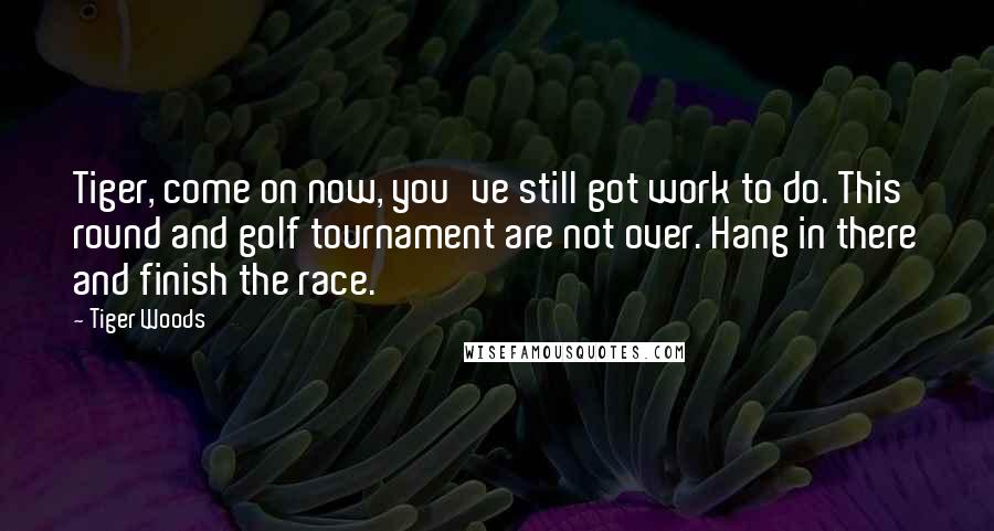 Tiger Woods Quotes: Tiger, come on now, you've still got work to do. This round and golf tournament are not over. Hang in there and finish the race.