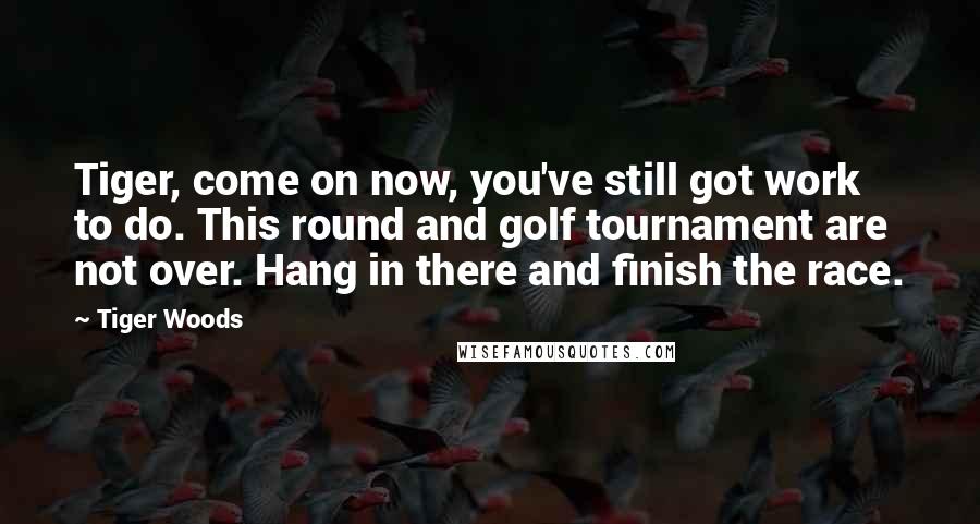 Tiger Woods Quotes: Tiger, come on now, you've still got work to do. This round and golf tournament are not over. Hang in there and finish the race.