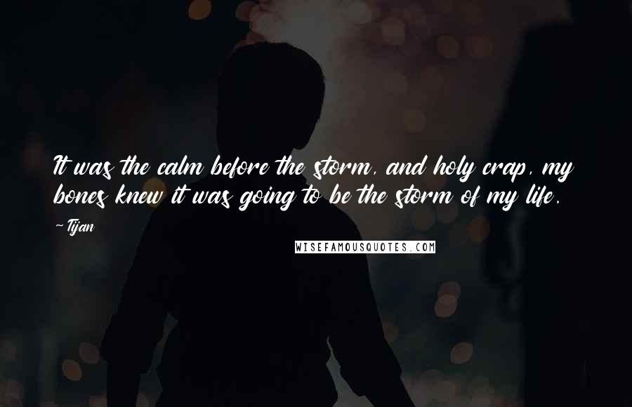 Tijan Quotes: It was the calm before the storm, and holy crap, my bones knew it was going to be the storm of my life.