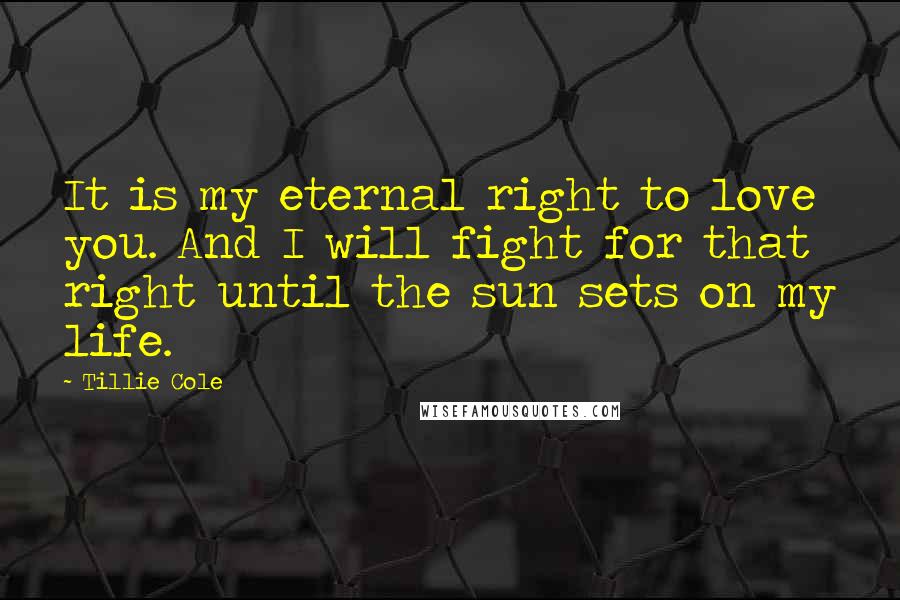 Tillie Cole Quotes: It is my eternal right to love you. And I will fight for that right until the sun sets on my life.