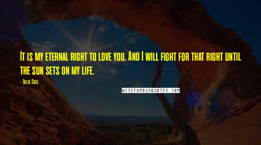 Tillie Cole Quotes: It is my eternal right to love you. And I will fight for that right until the sun sets on my life.