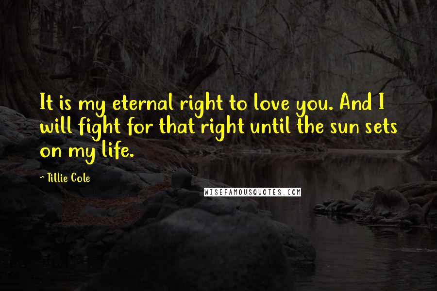 Tillie Cole Quotes: It is my eternal right to love you. And I will fight for that right until the sun sets on my life.