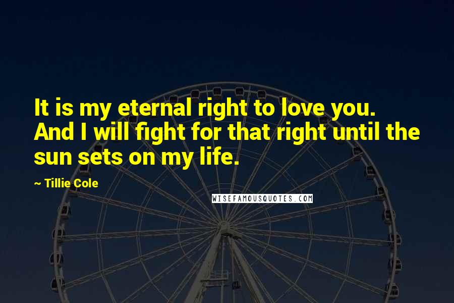 Tillie Cole Quotes: It is my eternal right to love you. And I will fight for that right until the sun sets on my life.