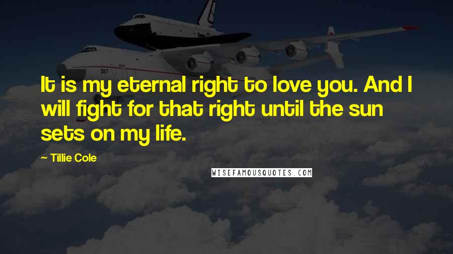 Tillie Cole Quotes: It is my eternal right to love you. And I will fight for that right until the sun sets on my life.