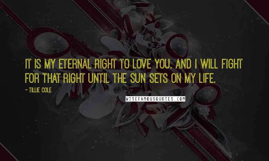 Tillie Cole Quotes: It is my eternal right to love you. And I will fight for that right until the sun sets on my life.