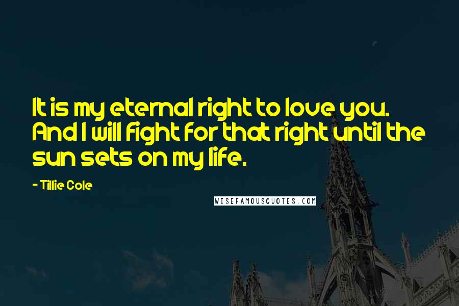 Tillie Cole Quotes: It is my eternal right to love you. And I will fight for that right until the sun sets on my life.