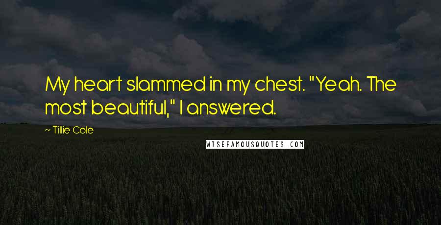 Tillie Cole Quotes: My heart slammed in my chest. "Yeah. The most beautiful," I answered.