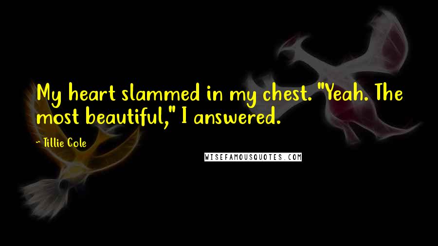 Tillie Cole Quotes: My heart slammed in my chest. "Yeah. The most beautiful," I answered.