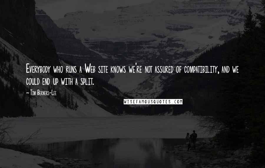 Tim Berners-Lee Quotes: Everybody who runs a Web site knows we're not assured of compatibility, and we could end up with a split.