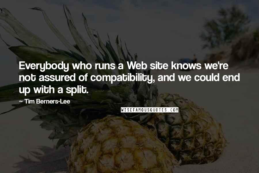 Tim Berners-Lee Quotes: Everybody who runs a Web site knows we're not assured of compatibility, and we could end up with a split.