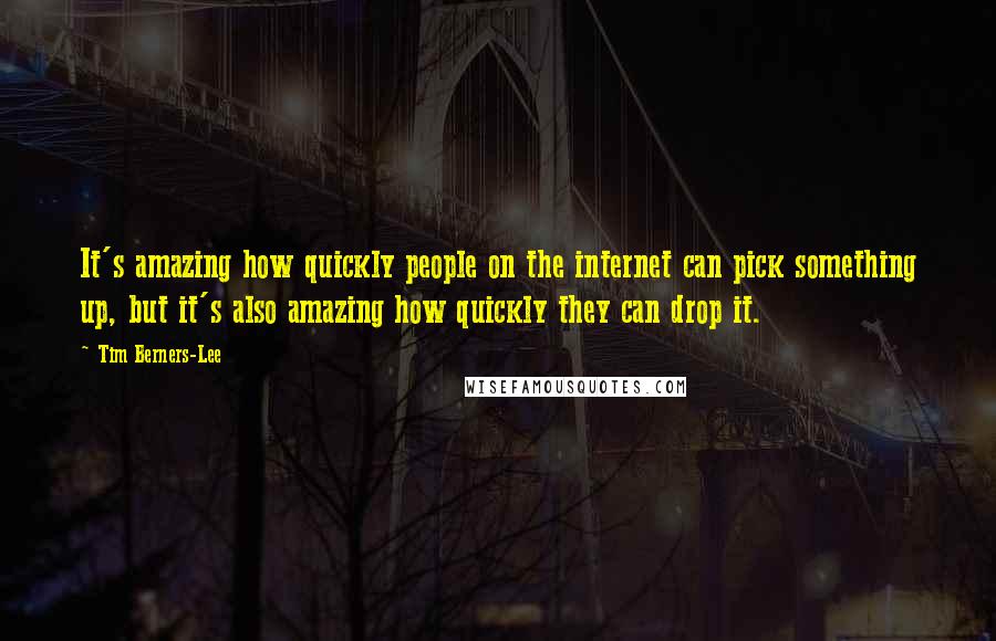 Tim Berners-Lee Quotes: It's amazing how quickly people on the internet can pick something up, but it's also amazing how quickly they can drop it.