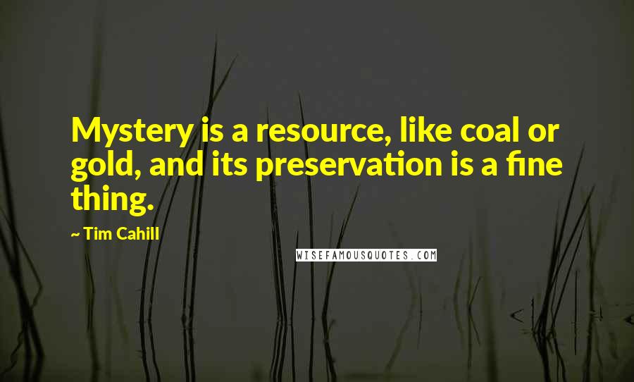 Tim Cahill Quotes: Mystery is a resource, like coal or gold, and its preservation is a fine thing.