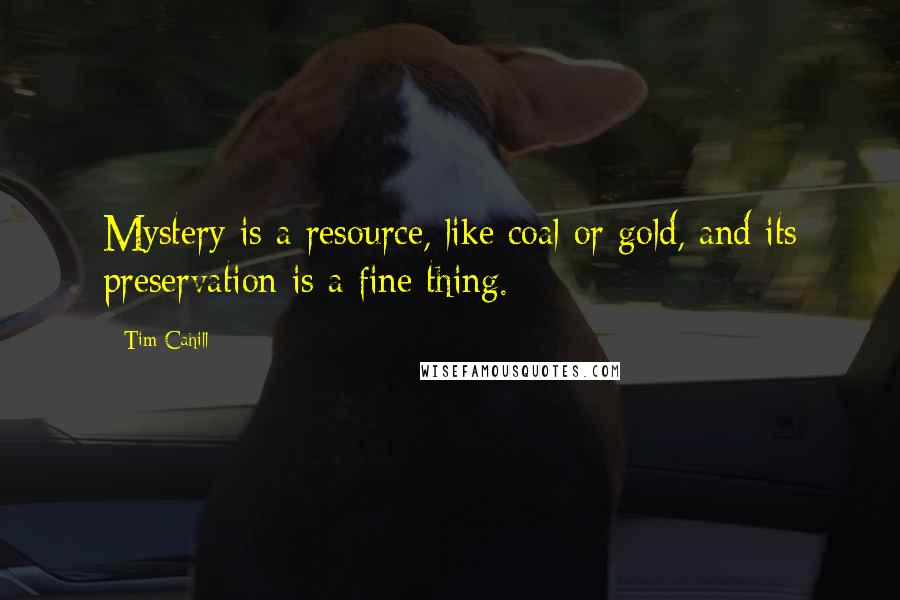 Tim Cahill Quotes: Mystery is a resource, like coal or gold, and its preservation is a fine thing.