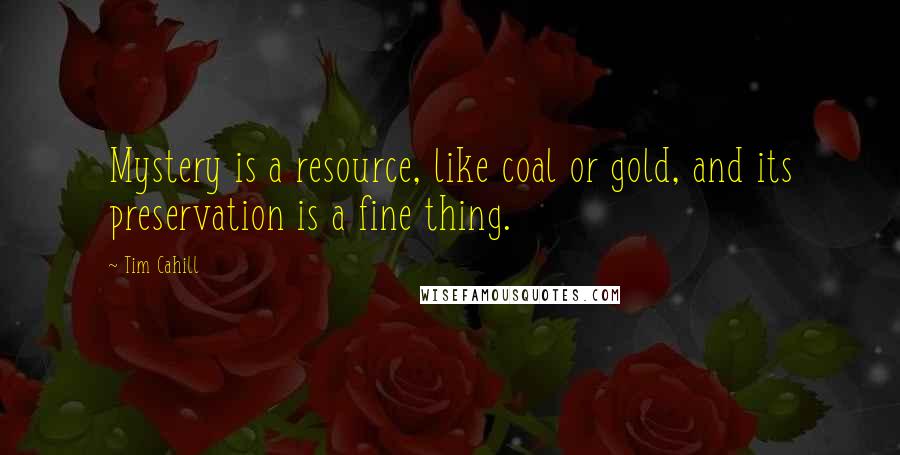 Tim Cahill Quotes: Mystery is a resource, like coal or gold, and its preservation is a fine thing.