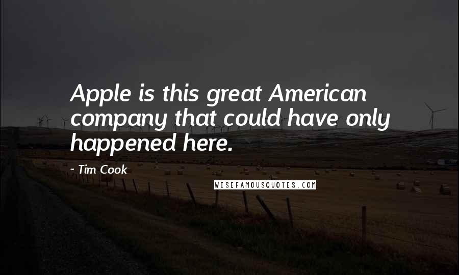 Tim Cook Quotes: Apple is this great American company that could have only happened here.