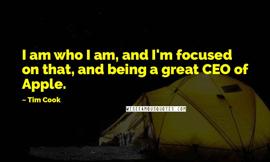 Tim Cook Quotes: I am who I am, and I'm focused on that, and being a great CEO of Apple.