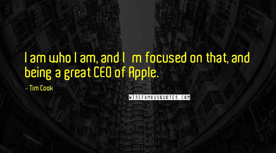 Tim Cook Quotes: I am who I am, and I'm focused on that, and being a great CEO of Apple.