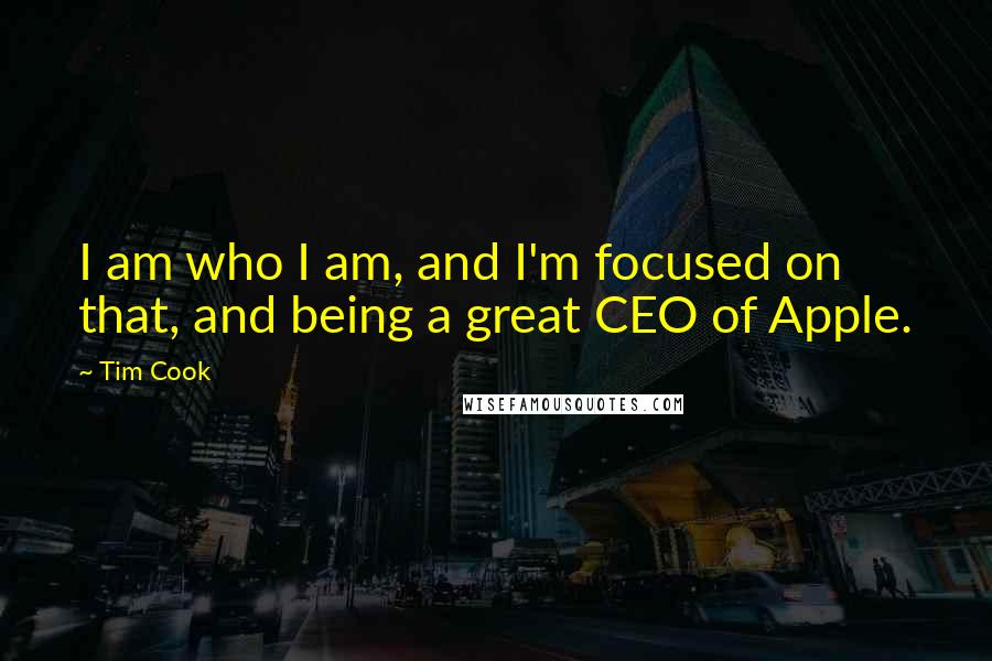 Tim Cook Quotes: I am who I am, and I'm focused on that, and being a great CEO of Apple.