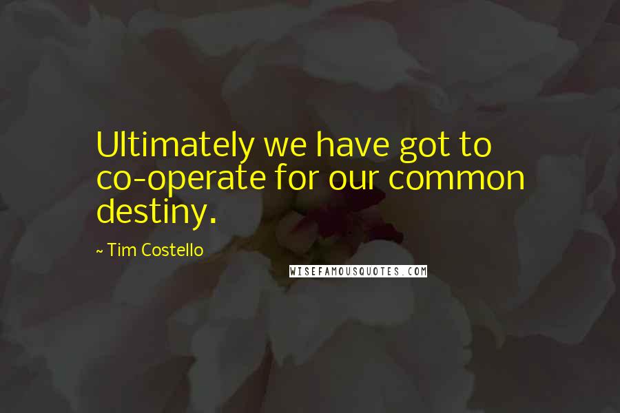 Tim Costello Quotes: Ultimately we have got to co-operate for our common destiny.