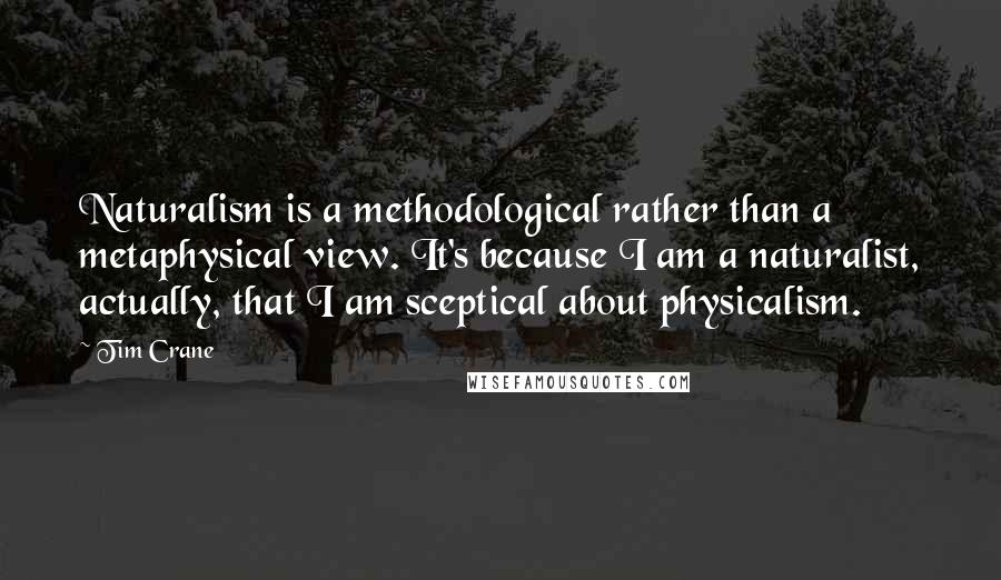 Tim Crane Quotes: Naturalism is a methodological rather than a metaphysical view. It's because I am a naturalist, actually, that I am sceptical about physicalism.